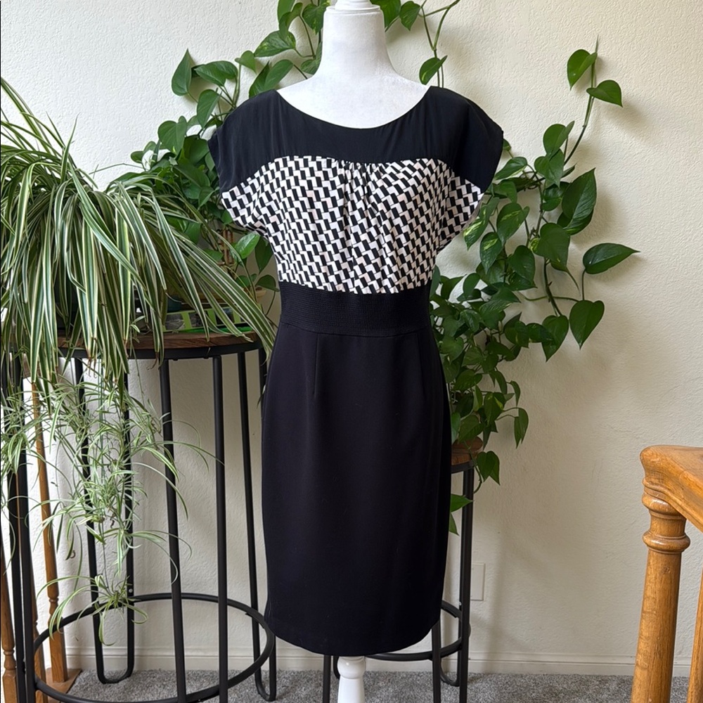 Chic Black and White Dress- White House Black Market